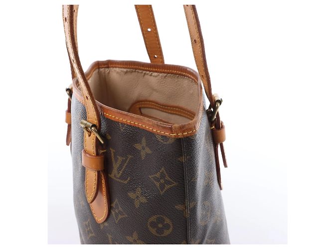 Borsa a tracolla Louis Vuitton Bucket PM in tela Monogram marrone M42238 Beige - vista 5