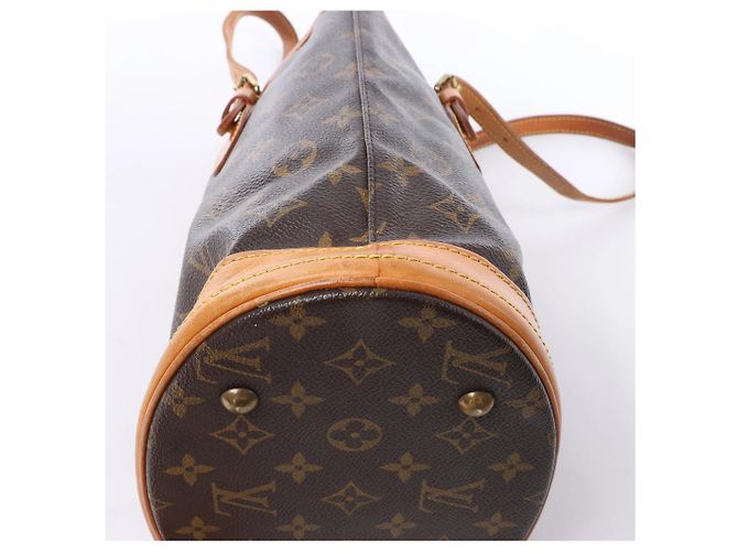 Borsa a tracolla Louis Vuitton Bucket PM in tela Monogram marrone M42238 Beige - vista 8