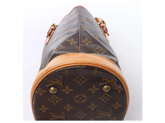 Borsa a tracolla Louis Vuitton Bucket PM in tela Monogram marrone M42238 Beige - vista 9