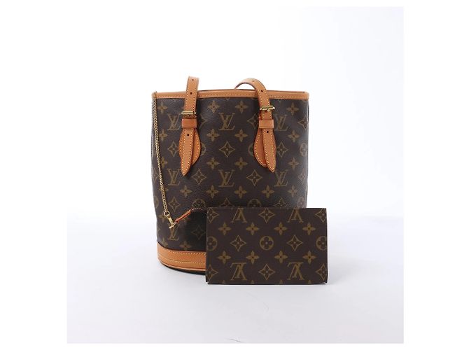 Borsa a tracolla Louis Vuitton Bucket PM Monogram Canvas Marrone M42238 Beige - vista 12