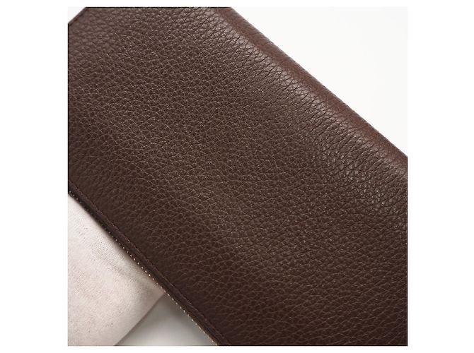 Prada Vitello Daino Leather Triangle Logo Long Wallet Brown - view 4