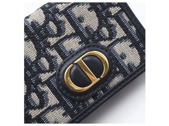 Christian Dior Oblique Jacquard 30 Montaigne Compact Wallet Braun Marineblau - Ansicht 10