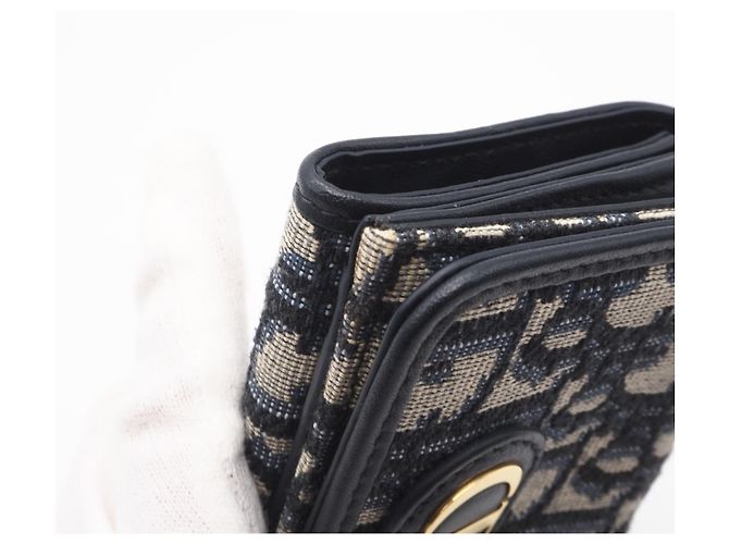 Christian Dior Oblique Jacquard 30 Montaigne Compact Wallet Braun Marineblau - Ansicht 11