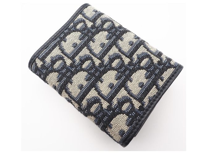 Christian Dior Oblique Jacquard 30 Montaigne Compact Wallet Braun Marineblau - Ansicht 2
