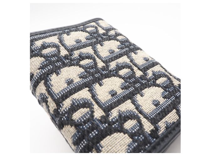 Christian Dior Oblique Jacquard 30 Montaigne Compact Wallet Braun Marineblau - Ansicht 3