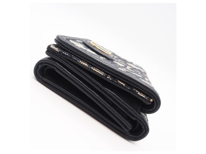 Christian Dior Oblique Jacquard 30 Montaigne Compact Wallet Braun Marineblau - Ansicht 4