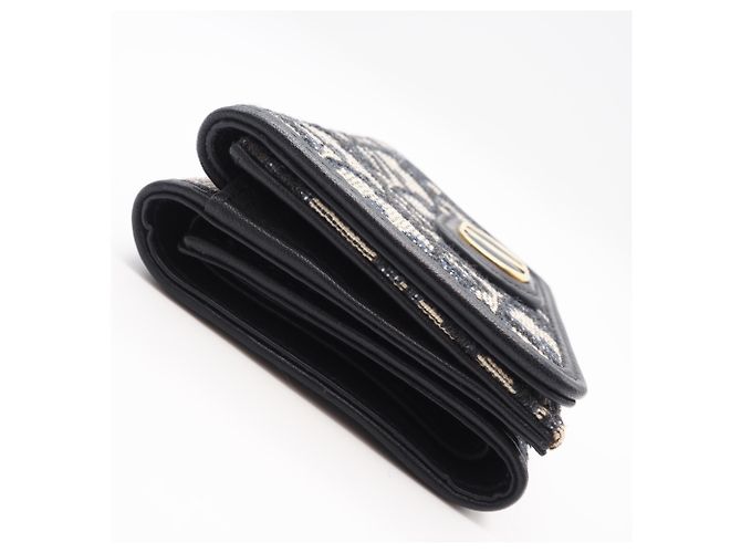 Christian Dior Oblique Jacquard 30 Montaigne Compact Wallet Braun Marineblau - Ansicht 5
