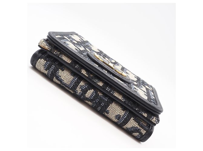 Christian Dior Oblique Jacquard 30 Montaigne Compact Wallet Braun Marineblau - Ansicht 6