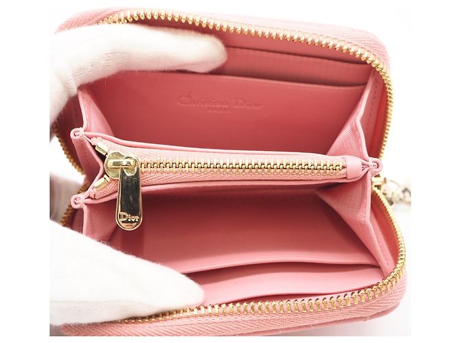 Christian Dior Cannage Lammfell-Münzbeutel Pink - Ansicht 11