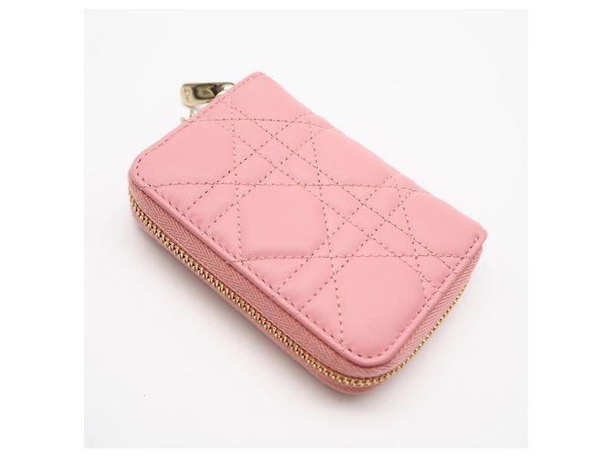 Christian Dior Cannage Lammfell-Münzbeutel Pink - Ansicht 2