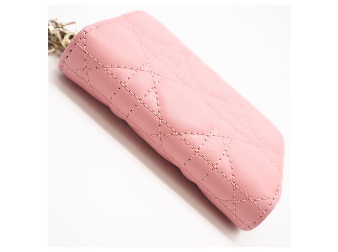 Christian Dior Cannage Lammfell-Münzbeutel Pink - Ansicht 7