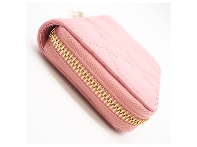 Christian Dior Cannage Lammfell-Münzbeutel Pink - Ansicht 8
