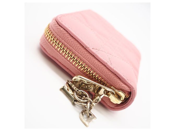 Christian Dior Cannage Lammfell-Münzbeutel Pink - Ansicht 9