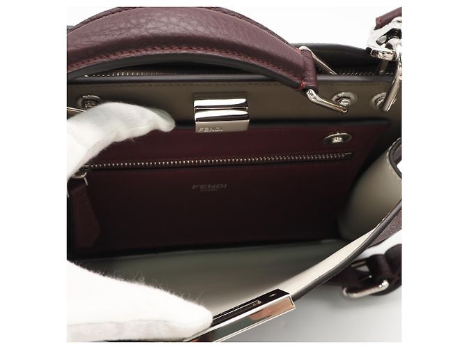 Borsa in pelle Fendi Peekaboo I.U. Small Bordò - vista 10