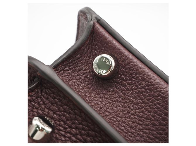 Borsa in pelle Fendi Peekaboo I.U. Small Bordò - vista 15