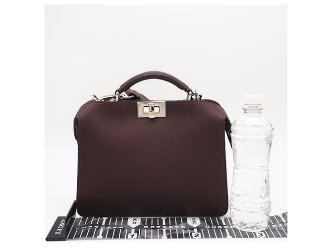Borsa in pelle Fendi Peekaboo I.U. Small Bordò - vista 3