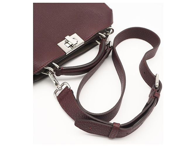 Borsa in pelle Fendi Peekaboo I.U. Small Bordò - vista 5