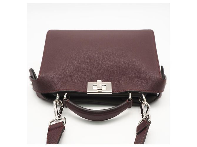 Borsa in pelle Fendi Peekaboo I.U. Small Bordò - vista 6