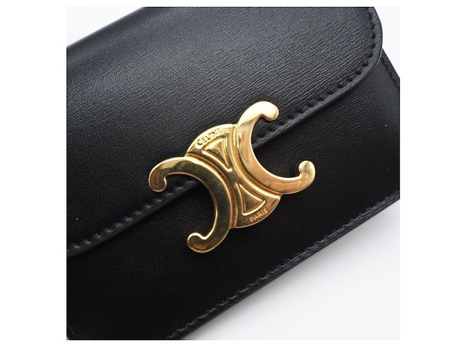 Céline Tarjetero Triomphe Flap Celine Negro - vista 4