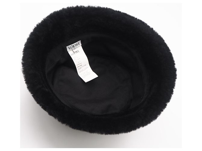 Loewe Bucket Hat aus Shearling mit gesticktem Logo Schwarz - Ansicht 6