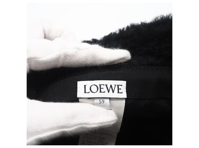 Loewe Bucket Hat aus Shearling mit gesticktem Logo Schwarz - Ansicht 8
