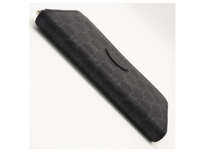 GUCCI GG Supreme Interlocking G Zip-Around Wallet Brown Black - view 5