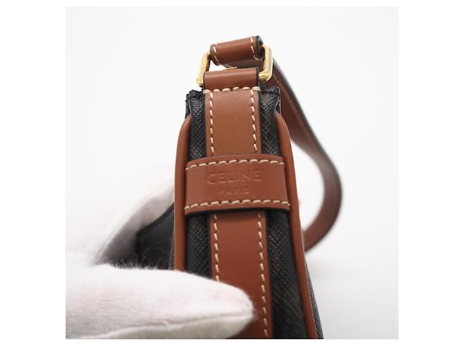 Céline Borsa a spalla CELINE Triomphe Mini Ava Marrone Beige - vista 13