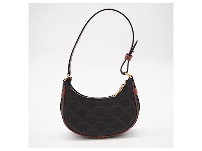 Céline Borsa a spalla CELINE Triomphe Mini Ava Marrone Beige - vista 2