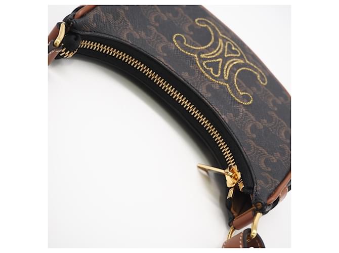 Céline Borsa a spalla CELINE Triomphe Mini Ava Marrone Beige - vista 5