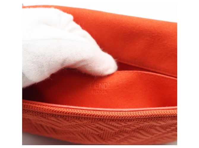 Sac Baguette Fendi en toile et cuir avec chaîne midi et double bandoulière Orange - vue 16
