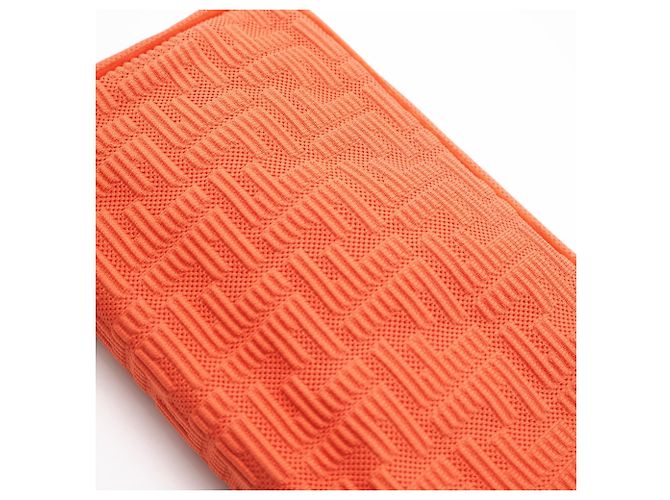 Sac Baguette Fendi en toile et cuir avec chaîne midi et double bandoulière Orange - vue 4