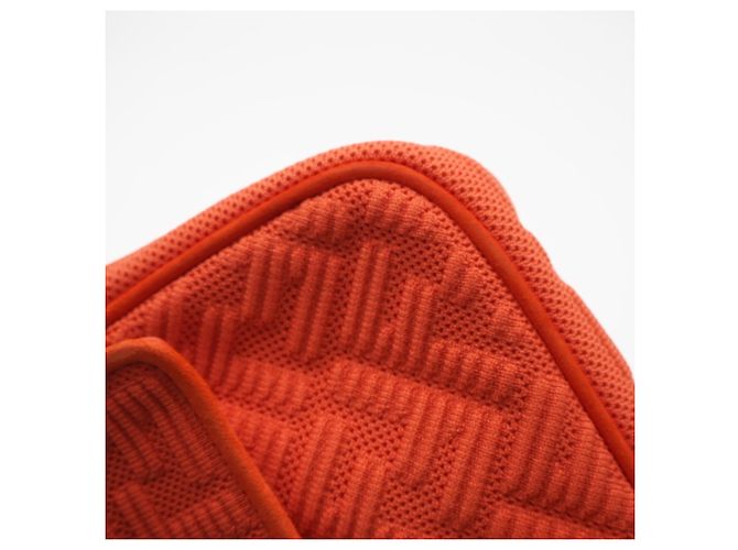Sac Baguette Fendi en toile et cuir avec chaîne midi et double bandoulière Orange - vue 7