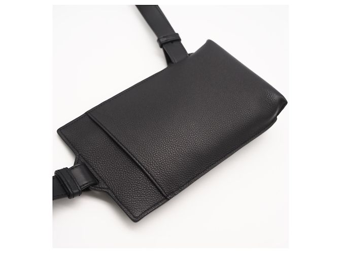 Borsa a tracolla verticale in pelle di vitello Soft Grain Loewe con tasca a T Nero - vista 2
