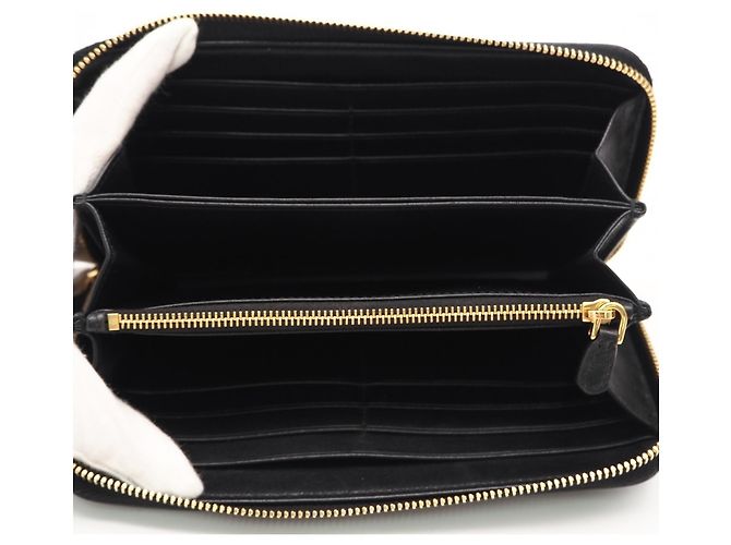 Prada Saffiano Metal Round Reißverschluss-Langgeldbörse Schwarz - Ansicht 11