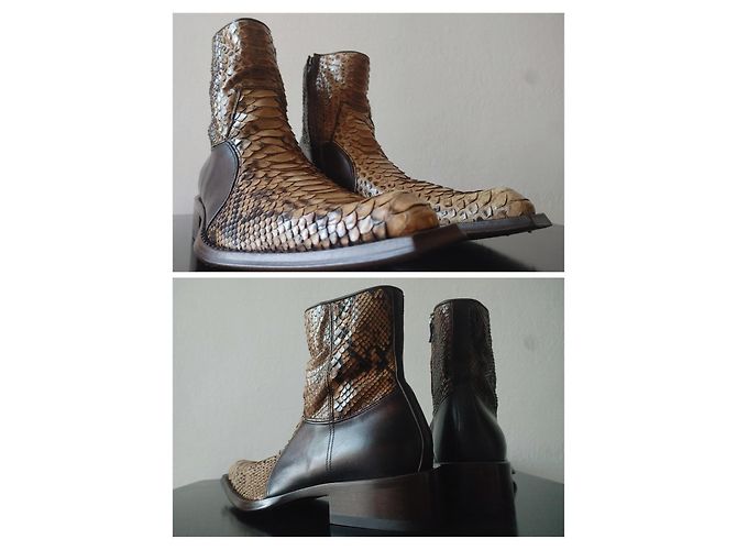 Autre Marque SHOTO Brown Python Leather Ankle Boots EU 40 - view 2