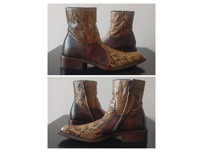 Autre Marque SHOTO Brown Python Leather Ankle Boots EU 40 - view 3