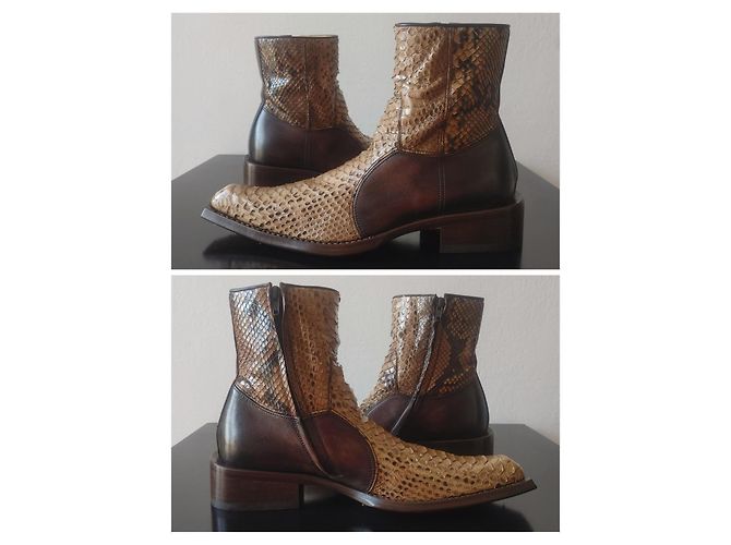 Autre Marque SHOTO Brown Python Leather Ankle Boots EU 40 - view 4