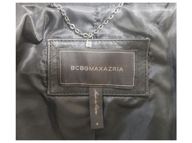 Abrigo Biker BCBG Max Azria Johnna Cuero y Lana Negro - vista 10