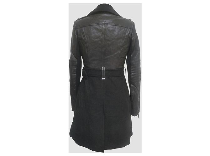 Abrigo Biker BCBG Max Azria Johnna Cuero y Lana Negro - vista 3