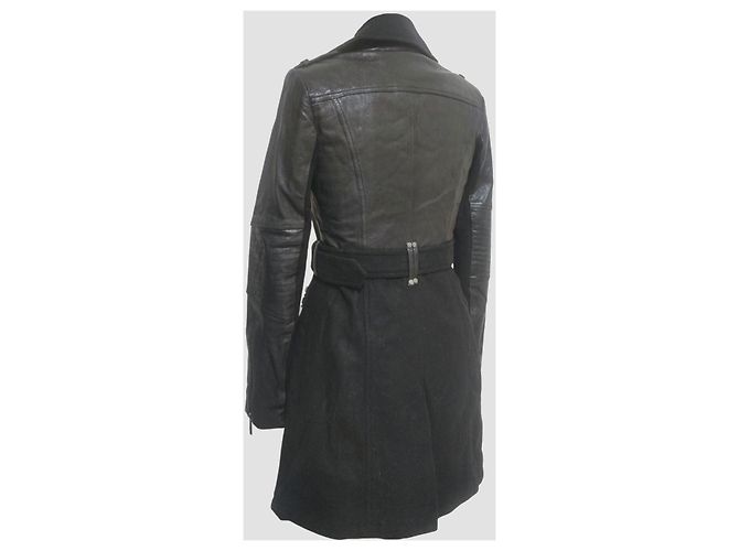 Abrigo Biker BCBG Max Azria Johnna Cuero y Lana Negro - vista 4