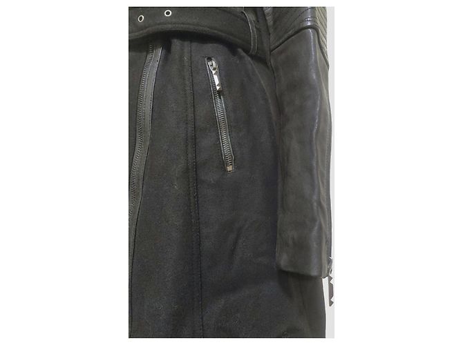 Abrigo Biker BCBG Max Azria Johnna Cuero y Lana Negro - vista 7