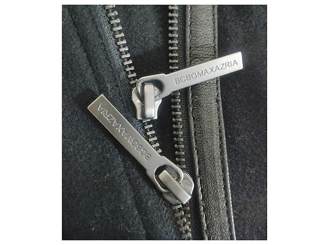 Abrigo Biker BCBG Max Azria Johnna Cuero y Lana Negro - vista 9
