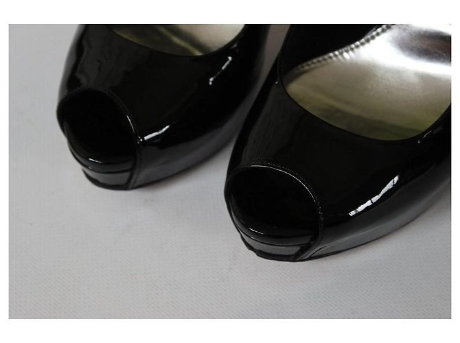 Gucci Décolleté Slingback Peep-Toe in Vernice Nera Nero - vista 11