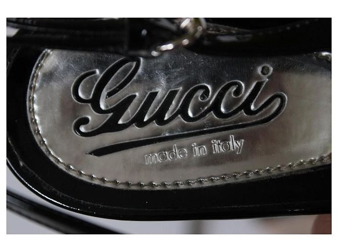 Gucci Décolleté Slingback Peep-Toe in Vernice Nera Nero - vista 8