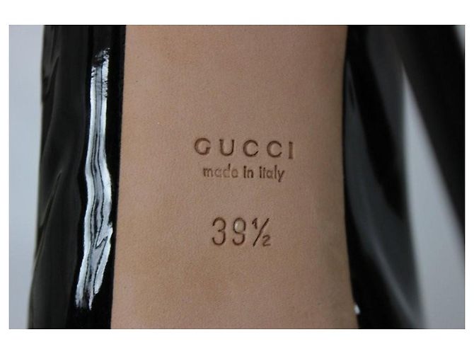 Gucci Décolleté Slingback Peep-Toe in Vernice Nera Nero - vista 9