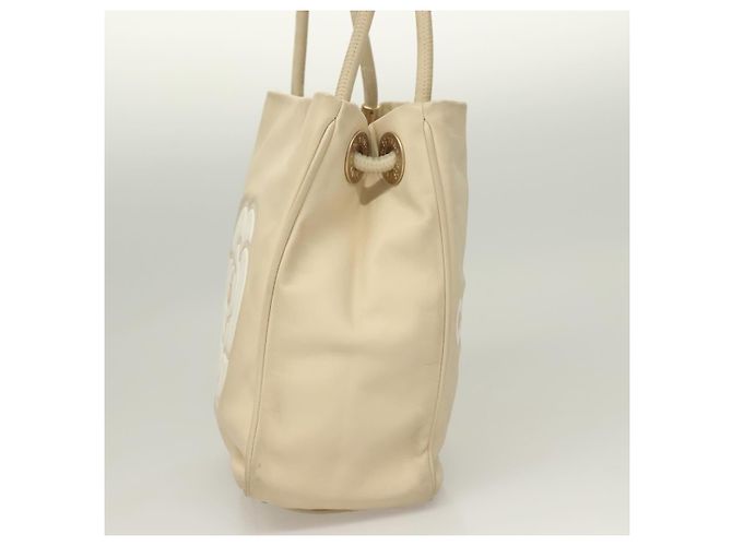 Tote Chanel Camellia in pelle Beige - vista 4