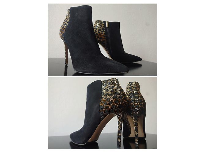 Stivaletti Le Silla Cristalli Leopardati Nero D'oro Stampa leopardo - vista 2