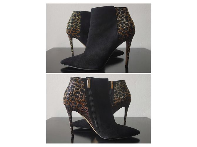 Stivaletti Le Silla Cristalli Leopardati Nero D'oro Stampa leopardo - vista 4