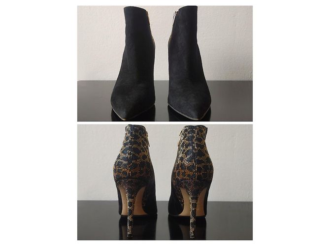 Stivaletti Le Silla Cristalli Leopardati Nero D'oro Stampa leopardo - vista 5