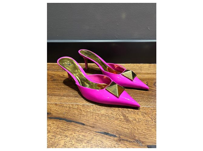 Valentino Garavani Mule Onestud in vernice rosa - vista 12